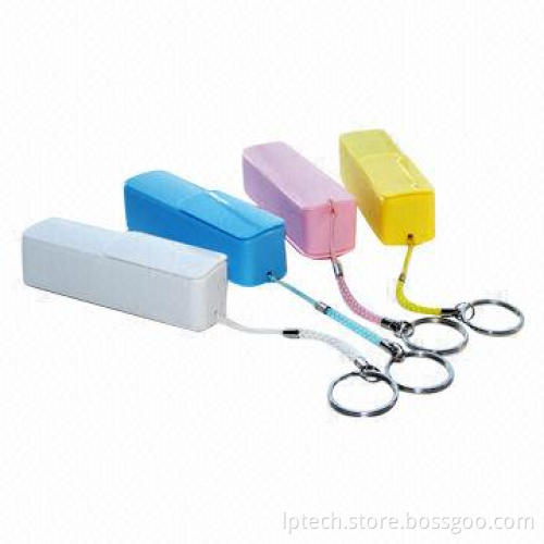 2,600mAh Capacity Emergency Mobile Phone Charger with Slide Cover Yellow, Pink, Blue, White